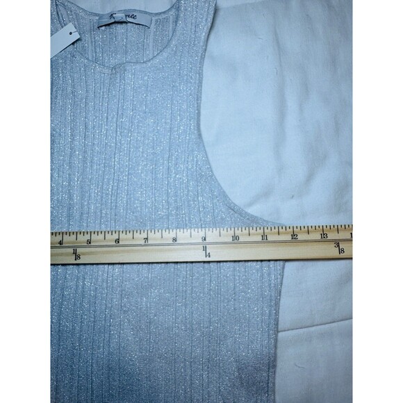 MADEWELL The Signature Shimmer Knit Cutaway Sweater Tank Silver SMALL NWT - Picture 9 of 9